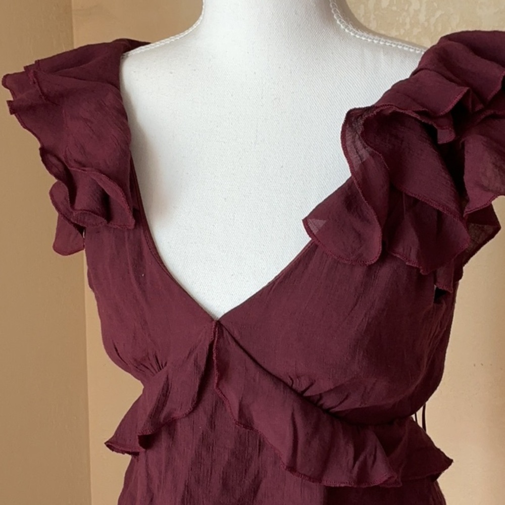 Burgundy Ruffle Blouse - Picture 4 of 6